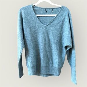 Cynthia Rowley Teal Blue 100% Cashmere V-Neck Sweater